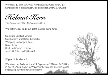 Anzeige von Helmut Kern von Kölner Stadt-Anzeiger / Kölnische Rundschau / Express