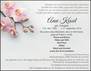 Anzeige von Anni Kessel von  Blickpunkt Euskirchen 
