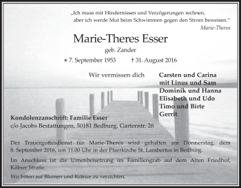 Anzeige von Marie-Theres Esser von  Werbepost 