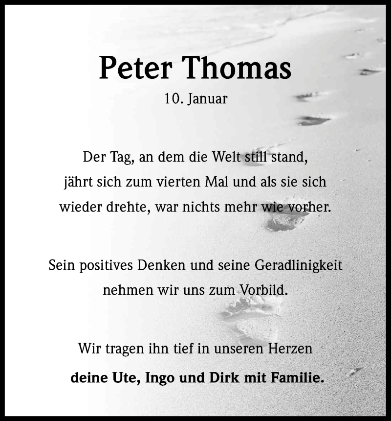  Traueranzeige für Peter Thomas vom 10.01.2017 aus Kölner Stadt-Anzeiger / Kölnische Rundschau / Express