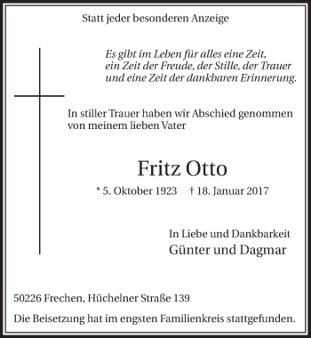 Anzeige von Fritz Otto von  Sonntags-Post 