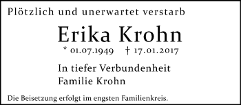 Anzeige von Erika Krohn von  Kölner Wochenspiegel 
