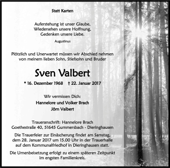 Anzeige von Sven Valbert von Kölner Stadt-Anzeiger / Kölnische Rundschau / Express