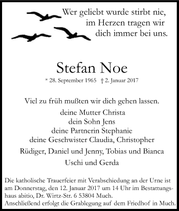 Anzeige von Stefan Noe von Kölner Stadt-Anzeiger / Kölnische Rundschau / Express