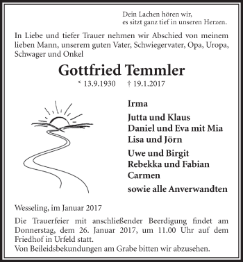Anzeige von Gottfried Temmler von  Schlossbote/Werbekurier 