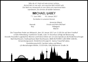 Anzeige von Michael Labey von Kölner Stadt-Anzeiger / Kölnische Rundschau / Express