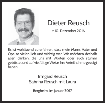 Anzeige von Dieter Reusch von  Werbepost 