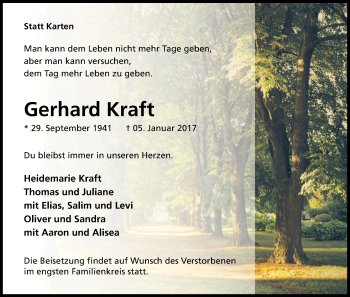 Anzeige von Gerhard Kraft von Kölner Stadt-Anzeiger / Kölnische Rundschau / Express