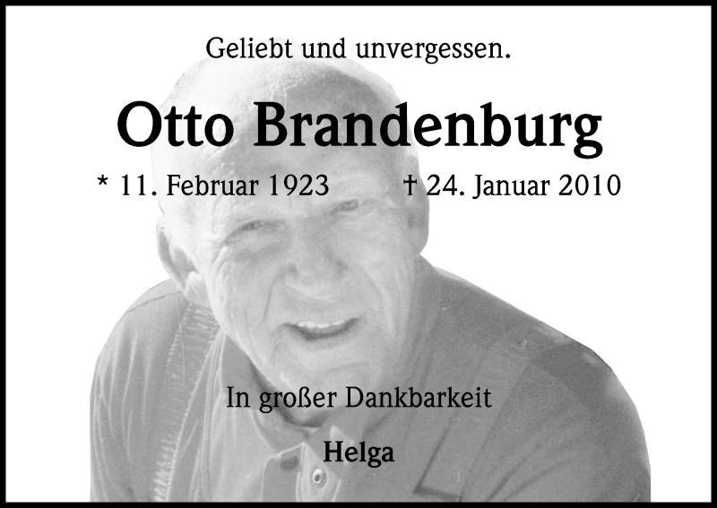  Traueranzeige für Otto Brandenburg vom 24.01.2017 aus Kölner Stadt-Anzeiger / Kölnische Rundschau / Express