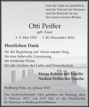 Anzeige von Otti Pfeiffer von  Werbepost 