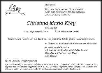Anzeige von Christina Maria Krey von  Bergisches Handelsblatt 