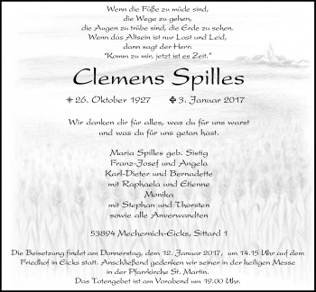 Anzeige von Clemens Spilles von  Blickpunkt Euskirchen 