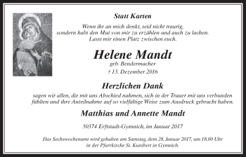 Anzeige von Helene Mandt von  Werbepost 