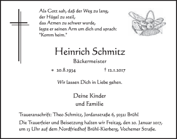 Anzeige von Heinrich Schmitz von  Schlossbote/Werbekurier 