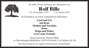 Anzeige von Rolf Bille von  Werbepost 