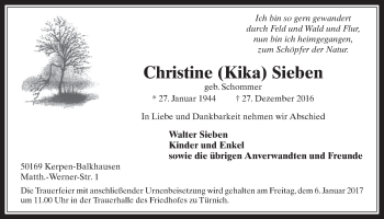 Anzeige von Christine Sieben von  Werbepost 