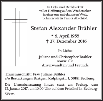 Anzeige von Stefan Alexander Brähler von  Werbepost 