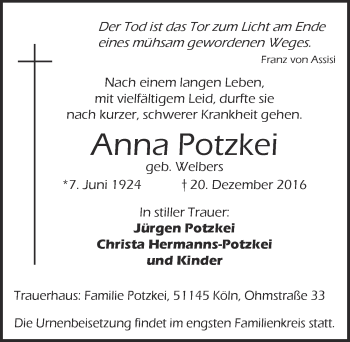 Anzeige von Anna Potzkei von  Extra Blatt 
