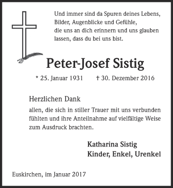 Anzeige von Peter-Josef Sistig von  Blickpunkt Euskirchen 