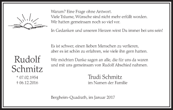Anzeige von Trudi Schmitz von  Sonntags-Post 