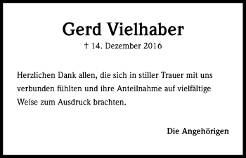 Anzeige von Gerd Vielhaber von Kölner Stadt-Anzeiger / Kölnische Rundschau / Express