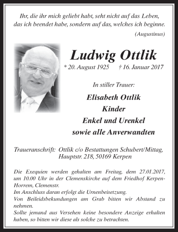 Anzeige von Ludwig Ottlik von  Werbepost 