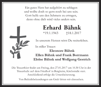 Anzeige von Erhard Bähnk von  Werbepost 