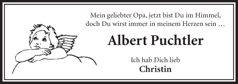  Traueranzeige für Albert Puchtler vom 18.01.2017 aus  Schlossbote/Werbekurier 