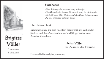Anzeige von Brigitte Völler von  Sonntags-Post 