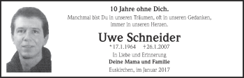 Anzeige von Uwe Schneider von  Blickpunkt Euskirchen 