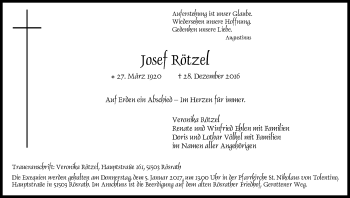 Anzeige von Josef Rötzel von Kölner Stadt-Anzeiger / Kölnische Rundschau / Express