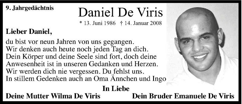  Traueranzeige für Daniel De Viris vom 18.07.2023 aus Kölner Stadt-Anzeiger / Kölnische Rundschau / Express