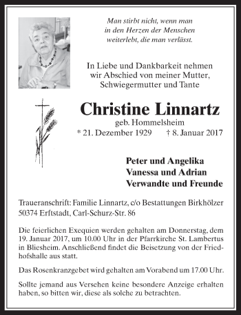 Anzeige von Christine Linnartz von  Sonntags-Post 