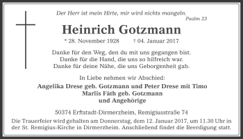 Anzeige von Heinrich Gotzmann von  Werbepost 