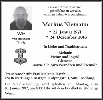 Anzeige von Markus Niemann von  Werbepost 