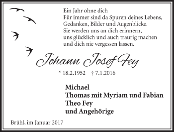 Anzeige von Johann Josef Fey von  Schlossbote/Werbekurier 