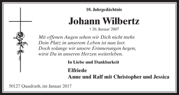 Anzeige von Johann Wilbertz von  Werbepost 