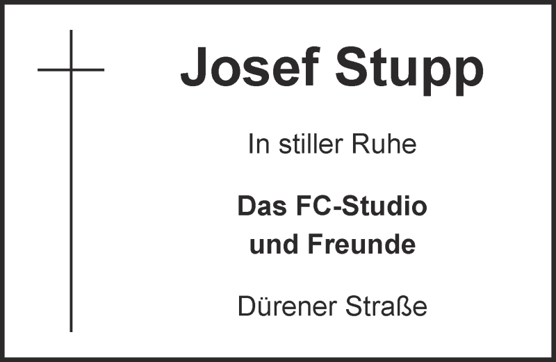  Traueranzeige für Josef Stupp vom 11.01.2017 aus  Wochenende 