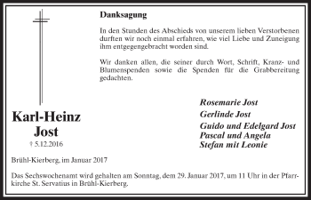 Anzeige von Karl-Heinz Jost von  Schlossbote/Werbekurier 