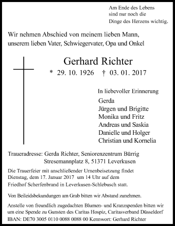 Anzeige von Gerhard Richter von Kölner Stadt-Anzeiger / Kölnische Rundschau / Express