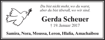 Anzeige von Gerda Scheuer von  Sonntags-Post 