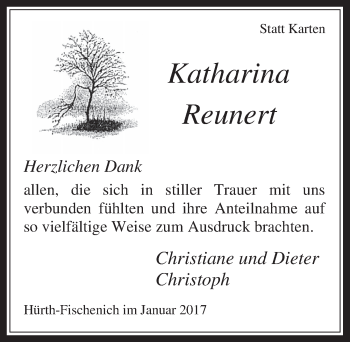 Anzeige von Katharina Reunert von  Wochenende 