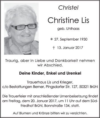 Anzeige von Christine Lis von  Schlossbote/Werbekurier 