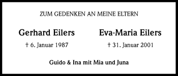 Anzeige von Gerhard, Eva-Maria Eilers von Kölner Stadt-Anzeiger / Kölnische Rundschau / Express