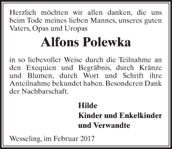 Anzeige von Alfons Polewka von  Schlossbote/Werbekurier 