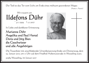 Anzeige von Ildefons Dühr von  Schlossbote/Werbekurier 