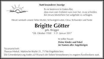 Anzeige von Brigitte Götter von  Anzeigen Echo 