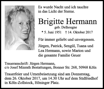 Anzeige von Brigitte Hermann von Kölner Stadt-Anzeiger / Kölnische Rundschau / Express