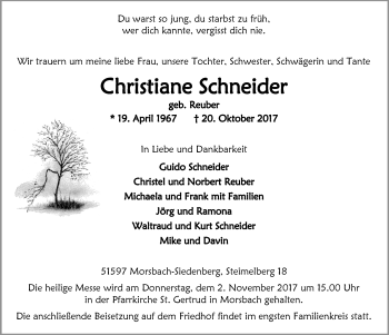 Anzeige von Christiane Schneider von  Lokalanzeiger 