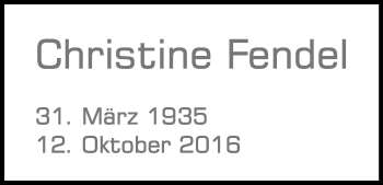 Anzeige von Christine Fendel von Kölner Stadt-Anzeiger / Kölnische Rundschau / Express